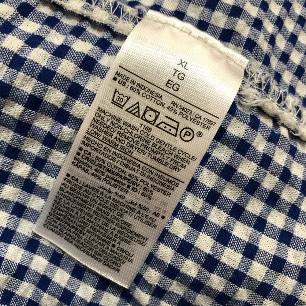 Old Navy Blue & White Gingham Puff Sleeve Tiered Midi Dress - Picture 5 of 9